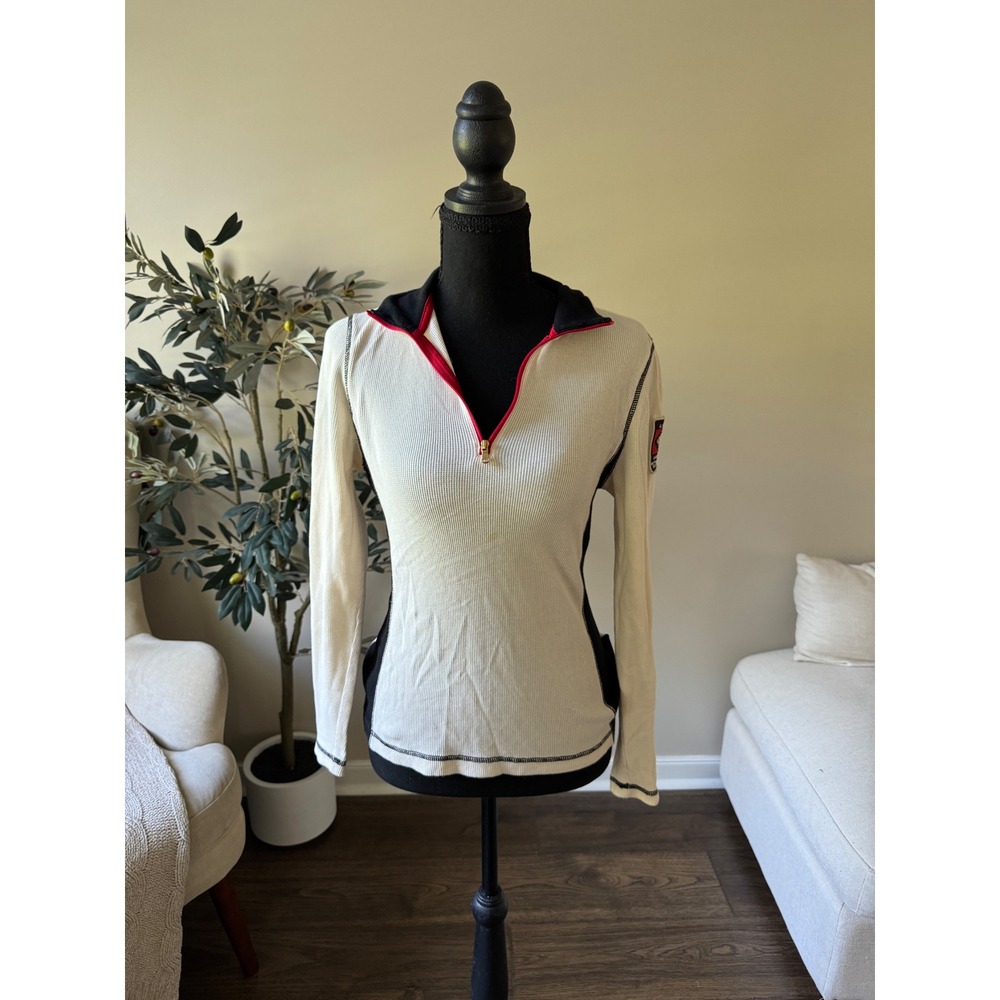 Lauren Active Ralph Lauren Quarter Zip Pullover Cream Black Red Petite Small